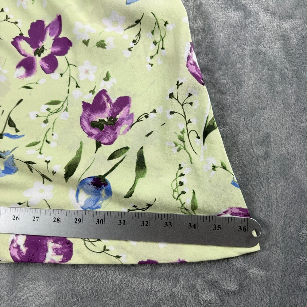 Vintage Express Floral Maxi Dress 11/12 Green Purple Tulip Slip 90s Straps - Picture 11 of 15